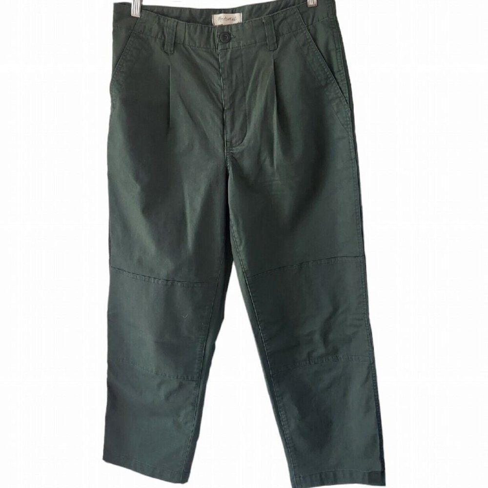 Madewell The Perfect Vintage Straight Pant in Dark Forest Wash Pleated Size 29